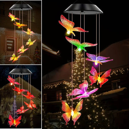 Carillons éoliens à énergie solaire avec batterie rechargeable intégrée, tubes métalliques résonnants et crochet décoratif