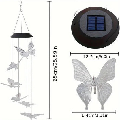 Carillons éoliens à énergie solaire avec batterie rechargeable intégrée, tubes métalliques résonnants et crochet décoratif
