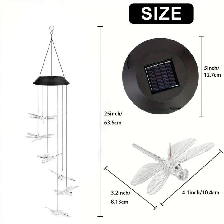 Carillons éoliens à énergie solaire avec batterie rechargeable intégrée, tubes métalliques résonnants et crochet décoratif