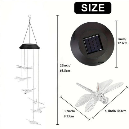 Carillons éoliens à énergie solaire avec batterie rechargeable intégrée, tubes métalliques résonnants et crochet décoratif