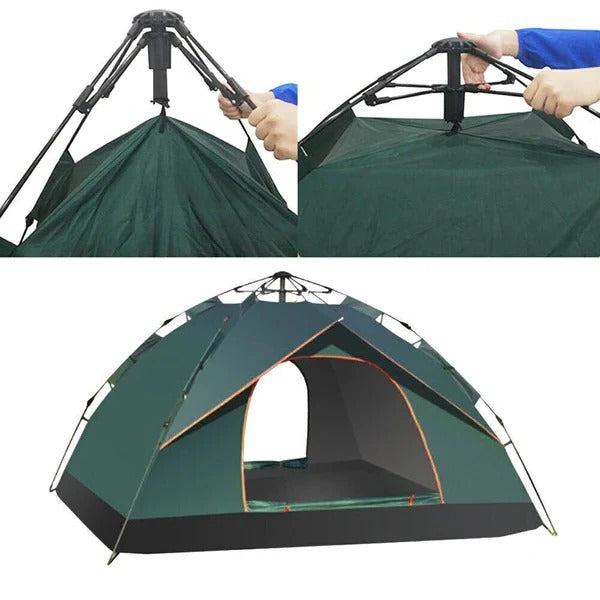 Tente pop-up instantanée, abri de camping 3-4 personnes à montage rapide, dôme d'extérieur léger