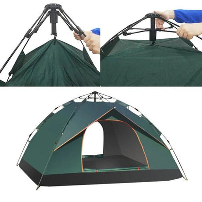 Tente pop-up instantanée, abri de camping 3-4 personnes à montage rapide, dôme d'extérieur léger