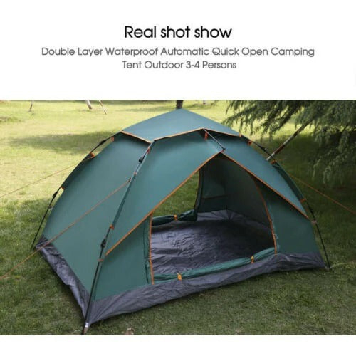 Tente pop-up instantanée, abri de camping 3-4 personnes à montage rapide, dôme d'extérieur léger