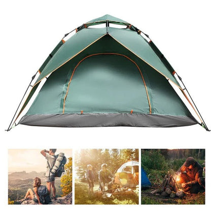 Tente pop-up instantanée, abri de camping 3-4 personnes à montage rapide, dôme d'extérieur léger