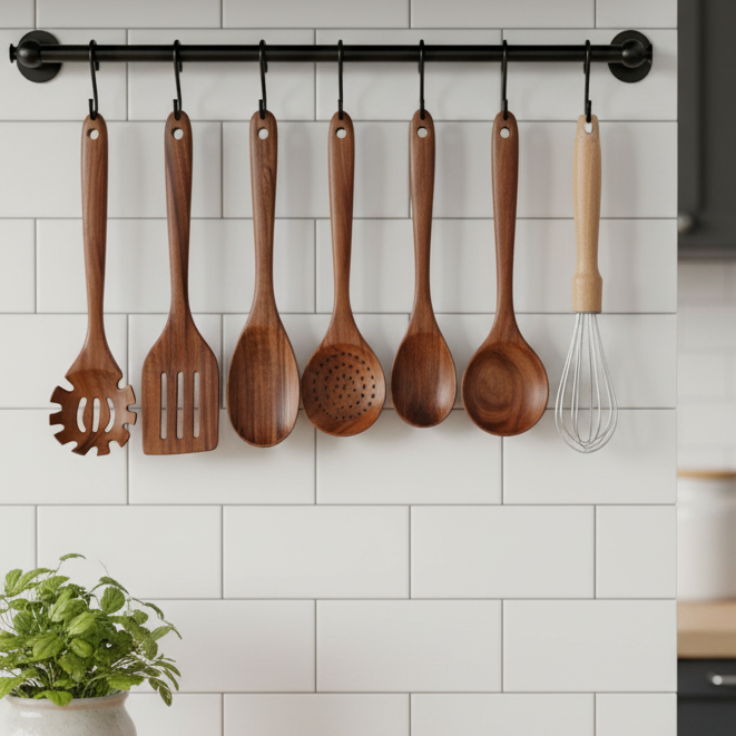 TEAKWOOD – Elegant kitchen utensil set for natural and stylish cooking