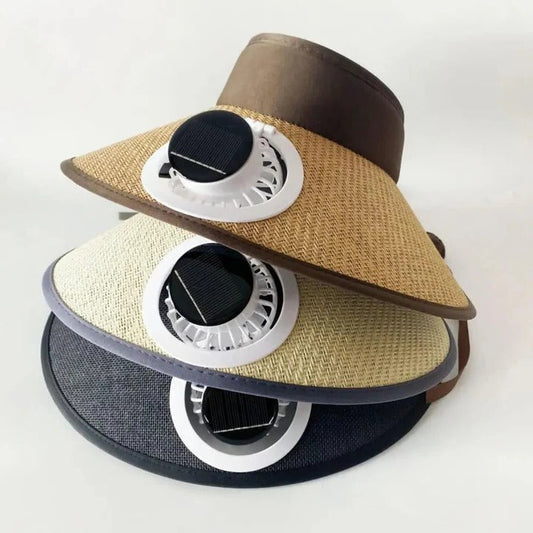 Chapeau de soleil à large bord avec ventilateur solaire