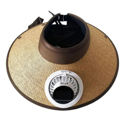 Chapeau de soleil à large bord avec ventilateur solaire