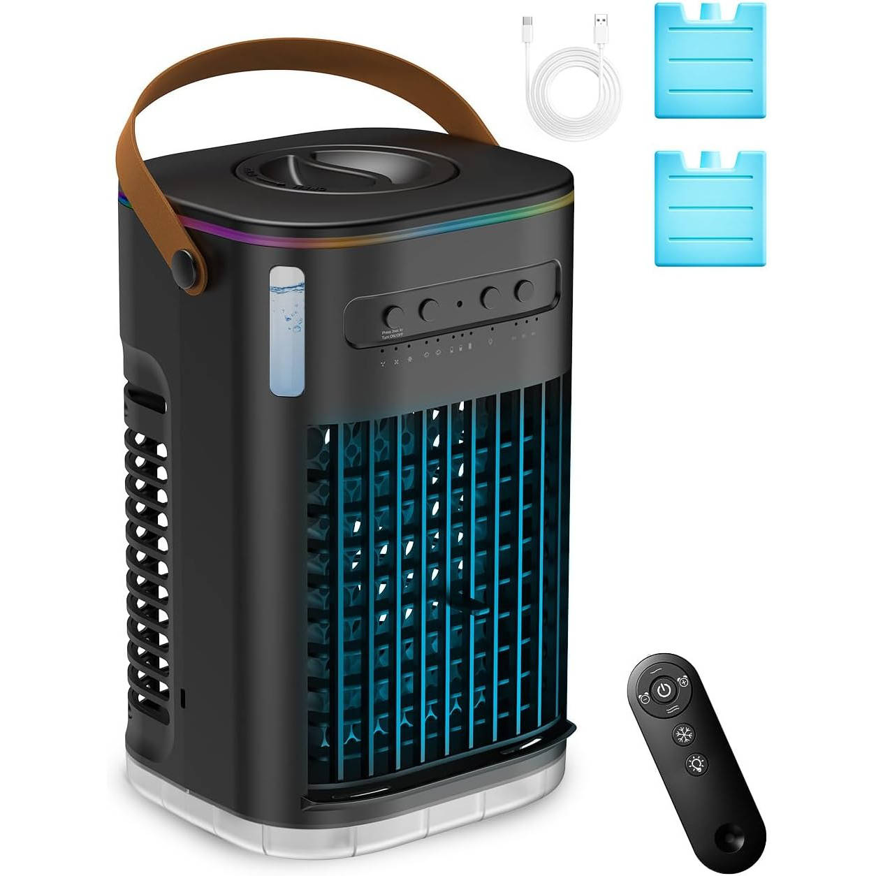 Climatiseur portable, refroidisseur d'air à évaporation avec réservoir d'eau 1,2 l et télécommande