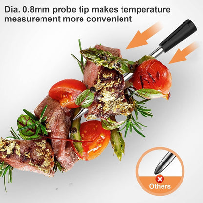 Thermomètre à viande sans fil avec contrôle par application, Bluetooth 5.2, longue portée, étanche IP68, sonde pour barbecue, fumoir, grill et four
