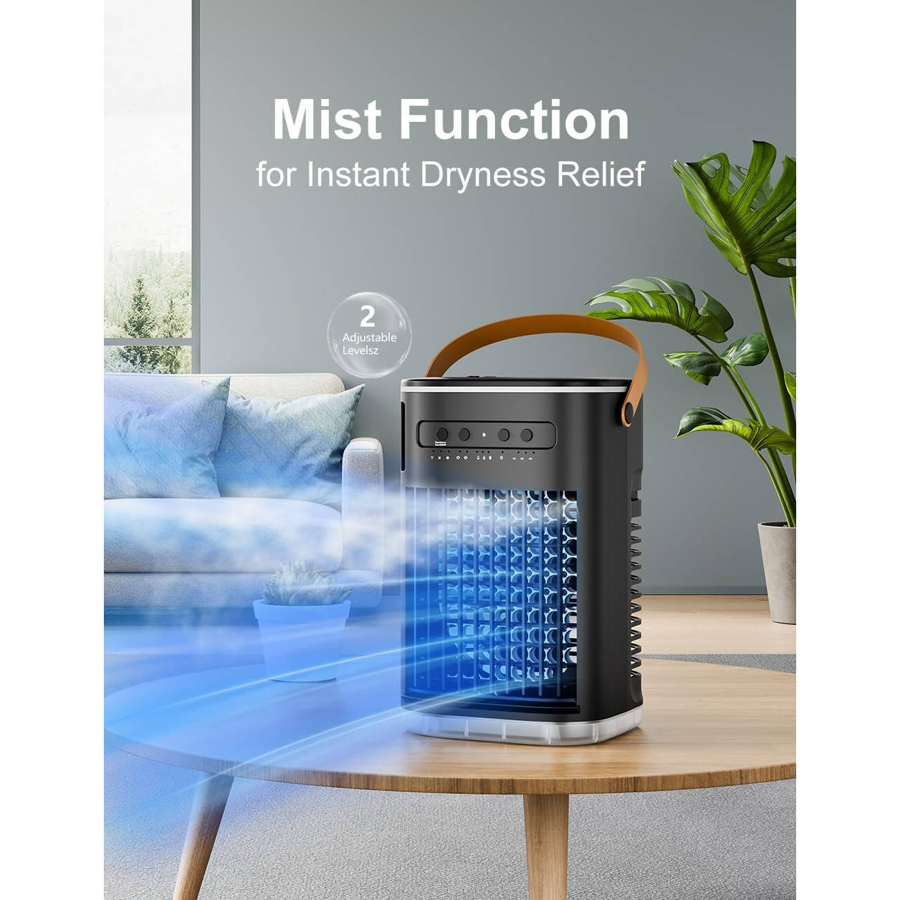 Climatiseur portable, refroidisseur d'air à évaporation avec réservoir d'eau 1,2 l et télécommande