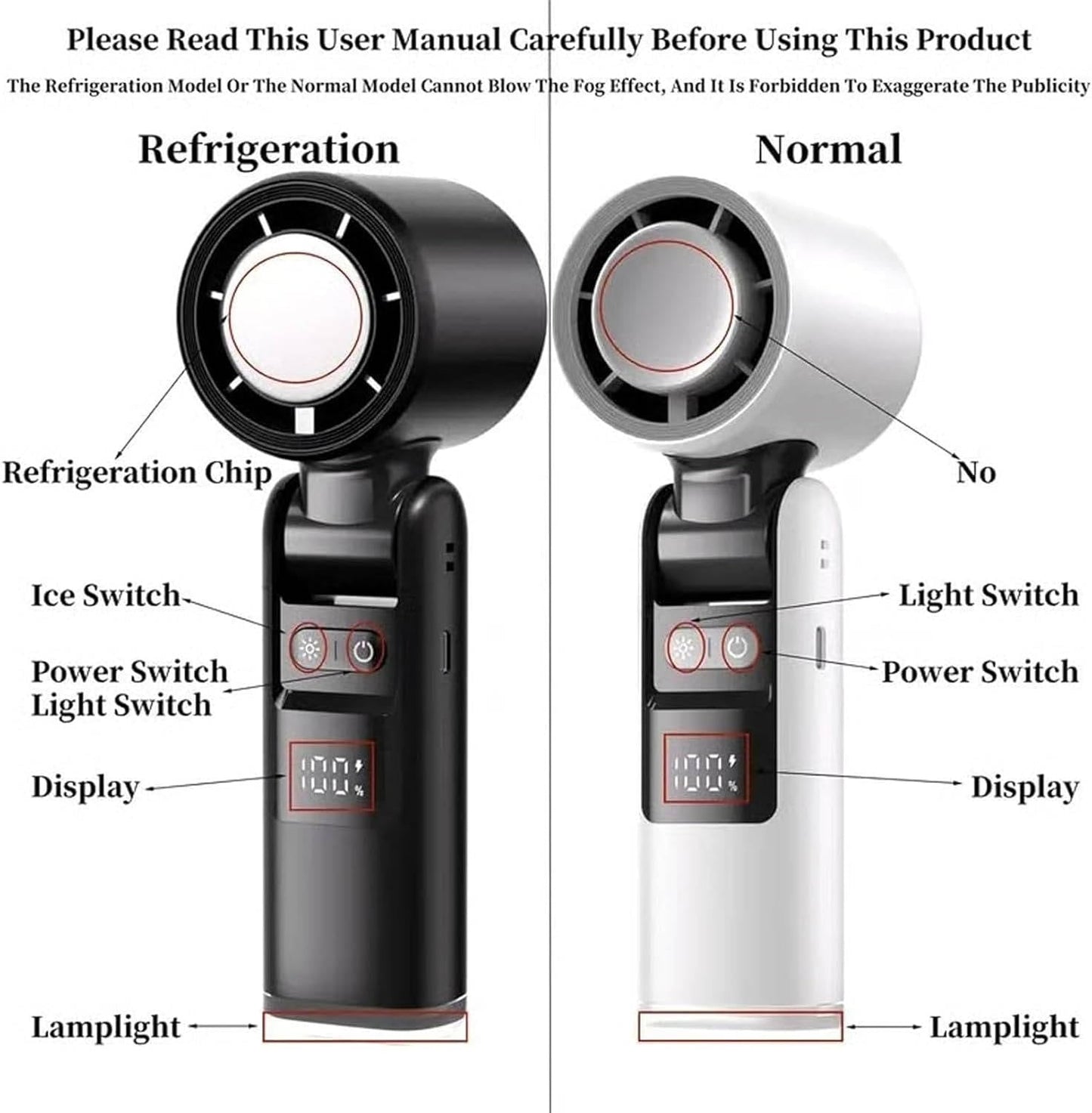 Ventilateur portable à main 3 en 1, mini-ventilateur turbo rafraîchissant avec lampe torche, ventilateur personnel rechargeable avec affichage LED de batterie