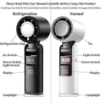 Ventilateur portable à main 3 en 1, mini-ventilateur turbo rafraîchissant avec lampe torche, ventilateur personnel rechargeable avec affichage LED de batterie
