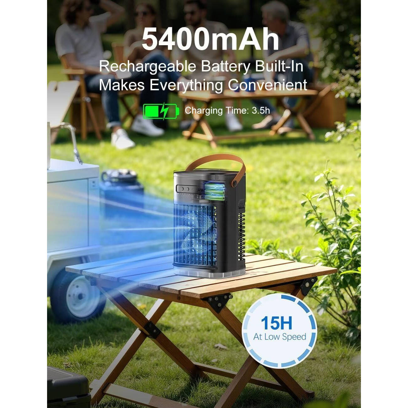 Climatiseur portable, refroidisseur d'air à évaporation avec réservoir d'eau 1,2 l et télécommande