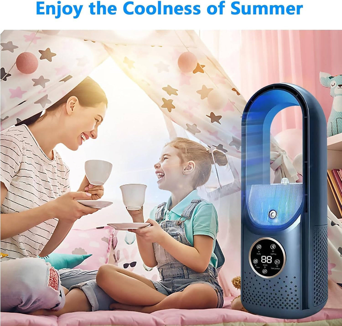 Ventilateur rafraîchisseur climatiseur portable avec humidificateur et purificateur, moteur DC sans balais, minuteur intelligent