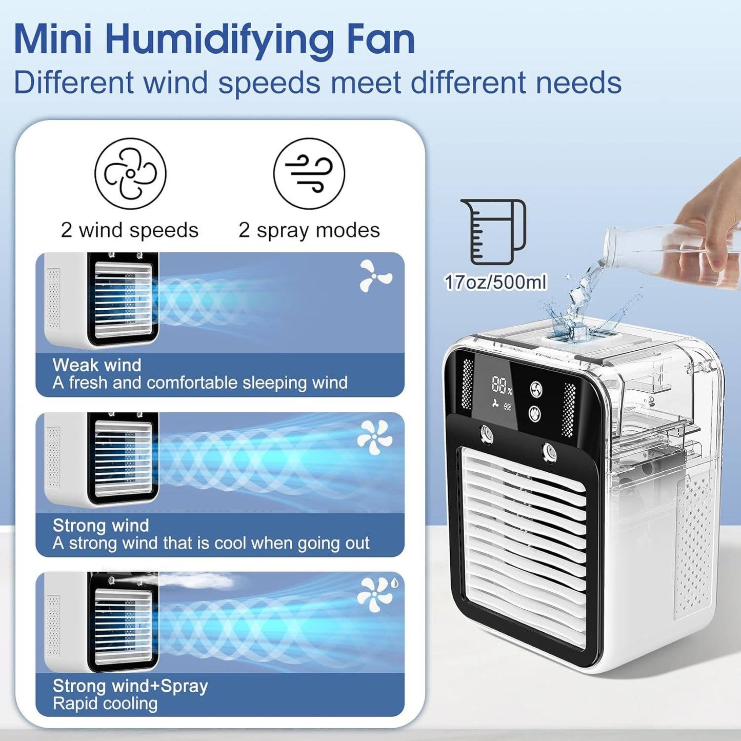 Ventilateur rafraîchisseur d'air portable personnel pour chambre