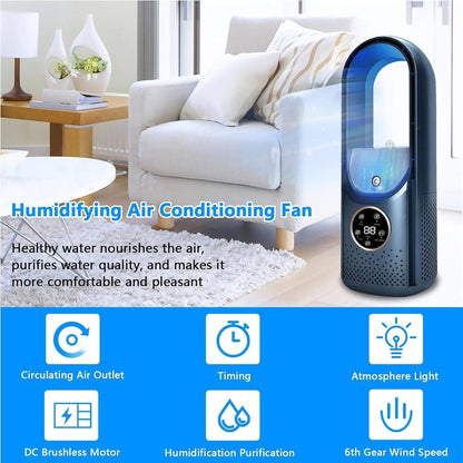 Ventilateur rafraîchisseur climatiseur portable avec humidificateur et purificateur, moteur DC sans balais, minuteur intelligent
