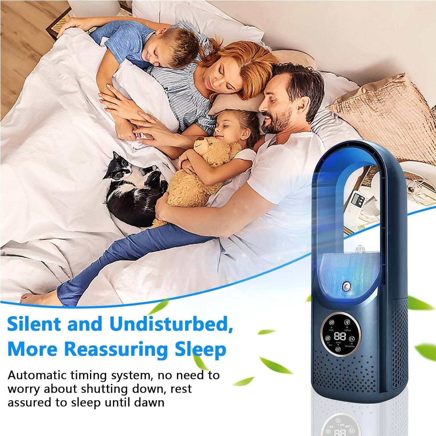 Ventilateur rafraîchisseur climatiseur portable avec humidificateur et purificateur, moteur DC sans balais, minuteur intelligent