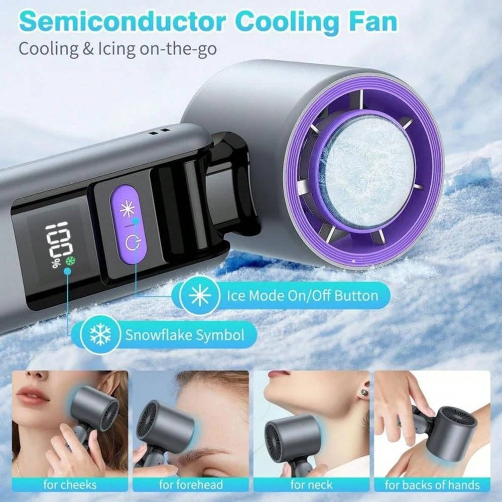 Ventilateur portable à main 3 en 1, mini-ventilateur turbo rafraîchissant avec lampe torche, ventilateur personnel rechargeable avec affichage LED de batterie