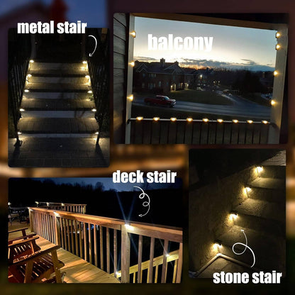 Lampes solaires de terrasse d'extérieur étanches, lampes de marche LED blanc chaud pour escaliers, clôtures, terrasses et allées, lot de 16