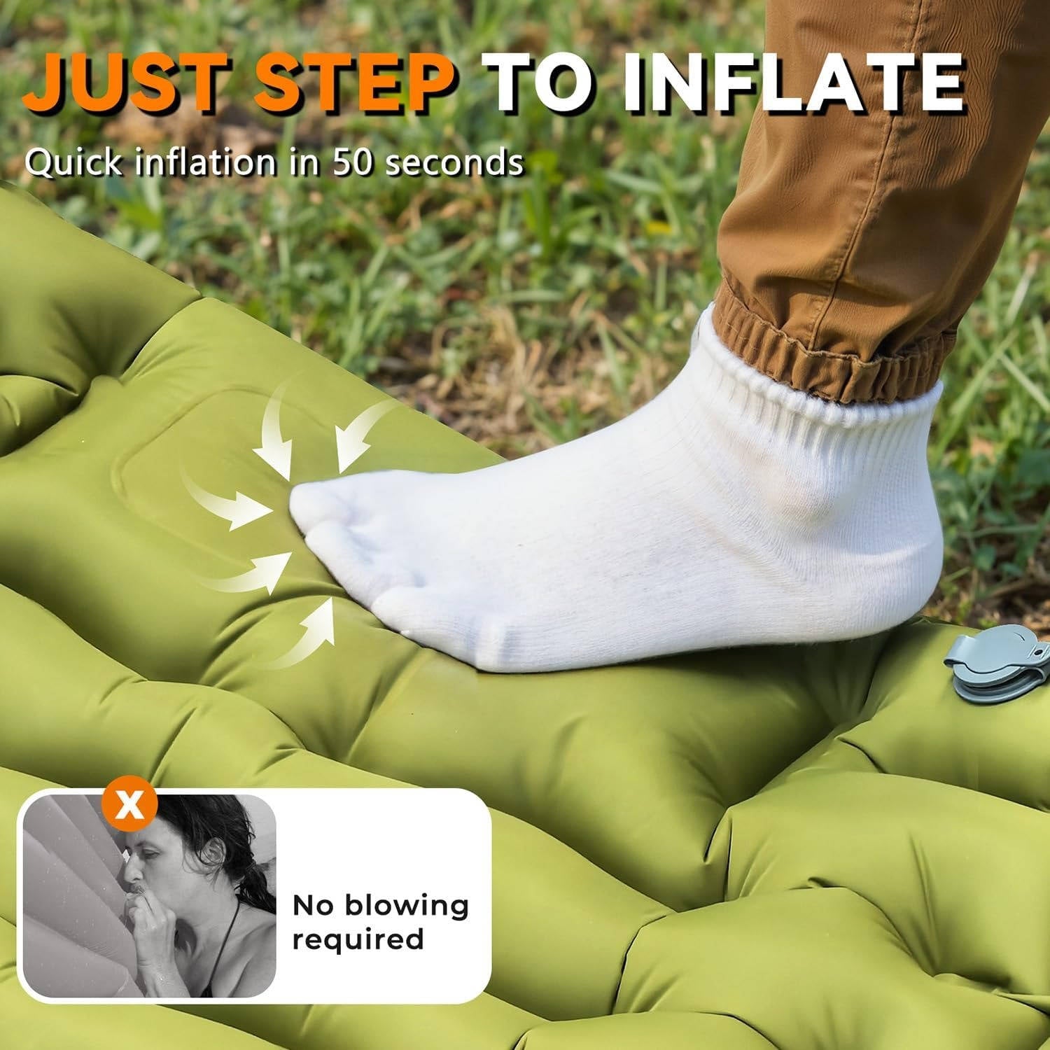 Matelas gonflable ultraléger pour le camping avec oreiller intégré