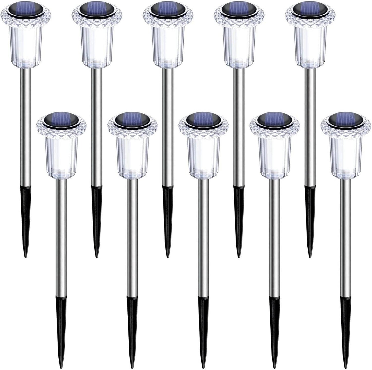 Lampes solaires d'extérieur étanches, lampes de chemin LED blanc froid pour jardins, allées et voies, lot de 10