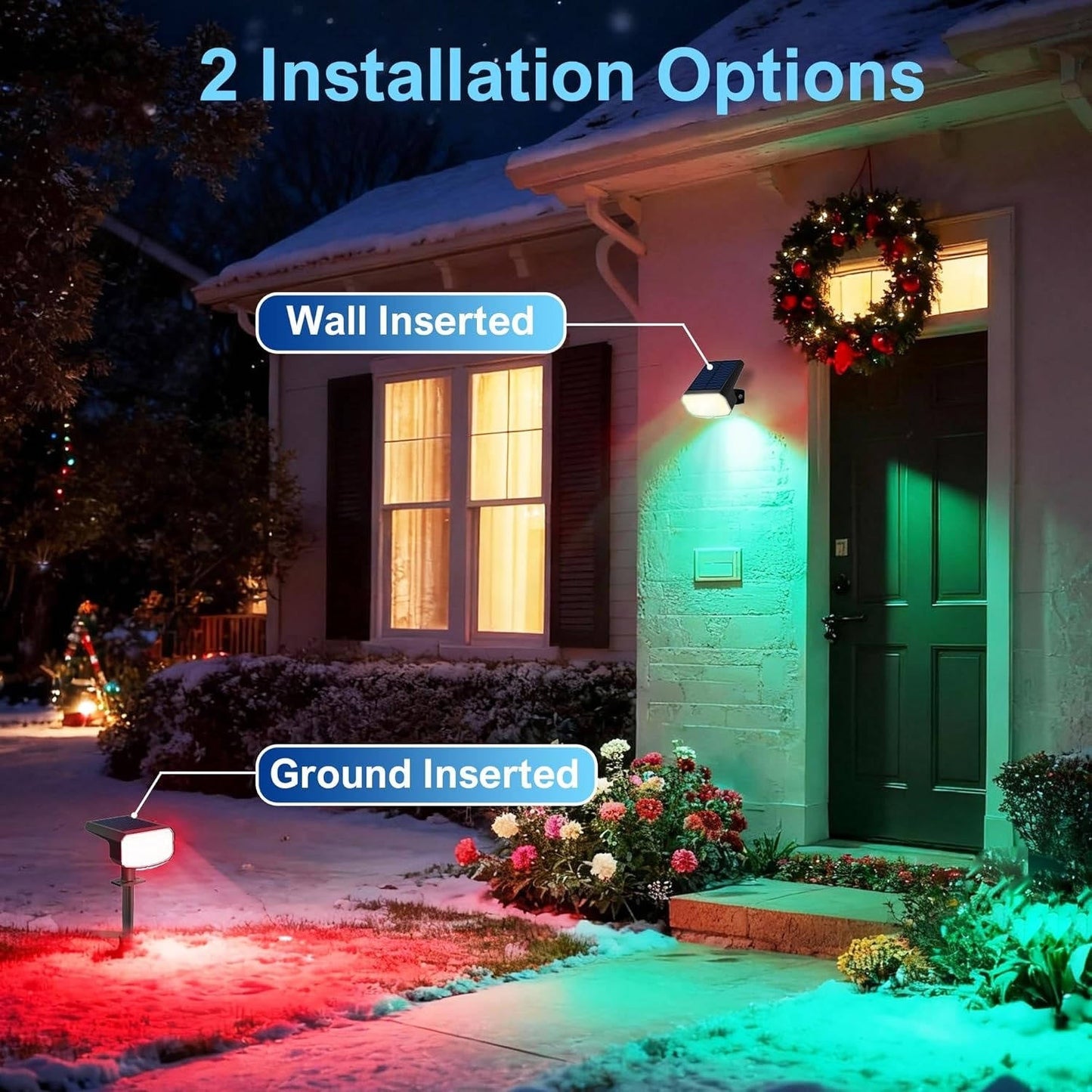 Spots solaires d'extérieur, projecteurs de jardin étanches IP65 avec 2 modes d'éclairage et activation automatique pour cour et paysage, lot de 4