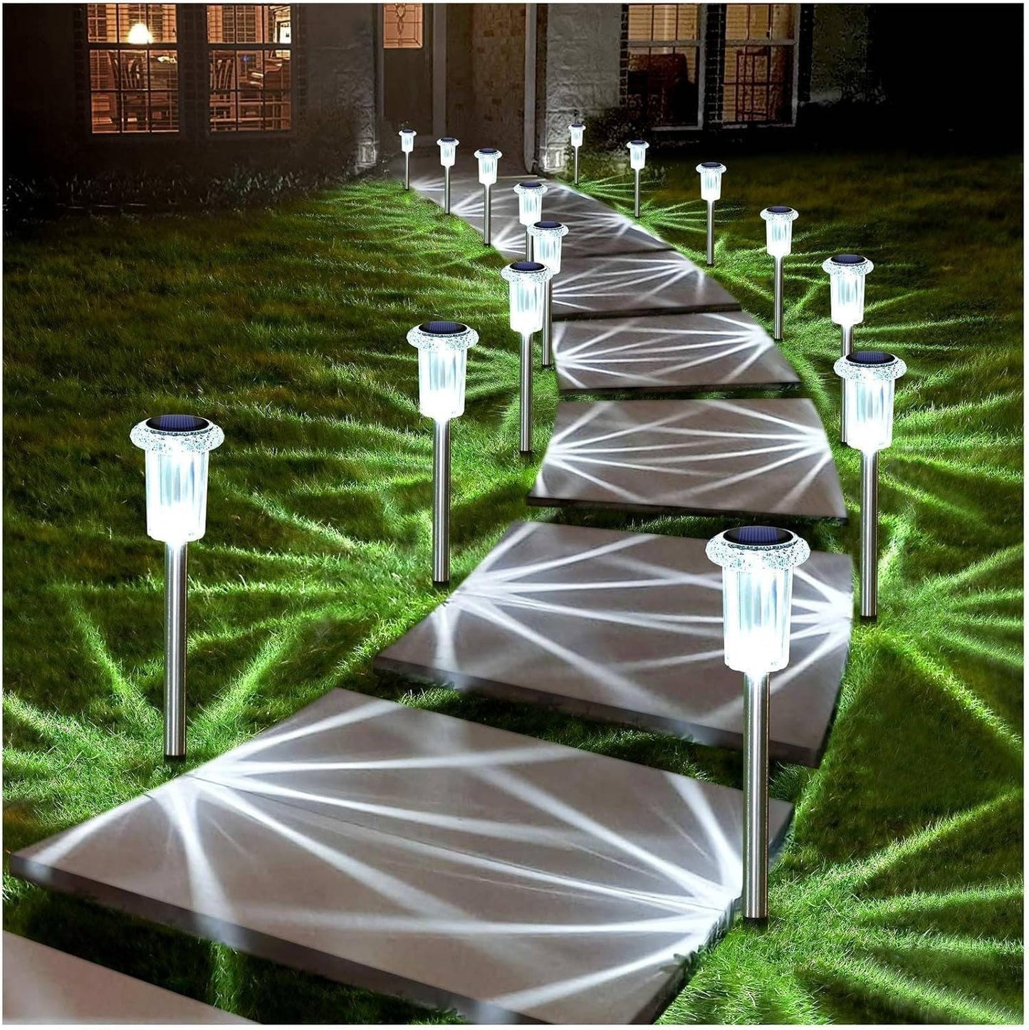 Lampes solaires d'extérieur étanches, lampes de chemin LED blanc froid pour jardins, allées et voies, lot de 10