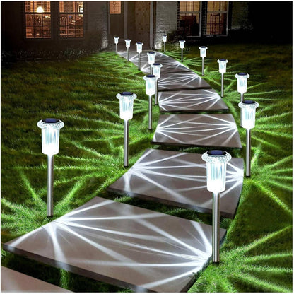 Lampes solaires d'extérieur étanches, lampes de chemin LED blanc froid pour jardins, allées et voies, lot de 10