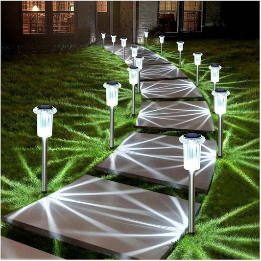 Lampes solaires d'extérieur étanches, lampes de chemin LED blanc froid pour jardins, allées et voies, lot de 10
