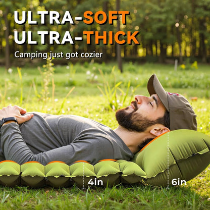 Matelas gonflable ultraléger pour le camping avec oreiller intégré