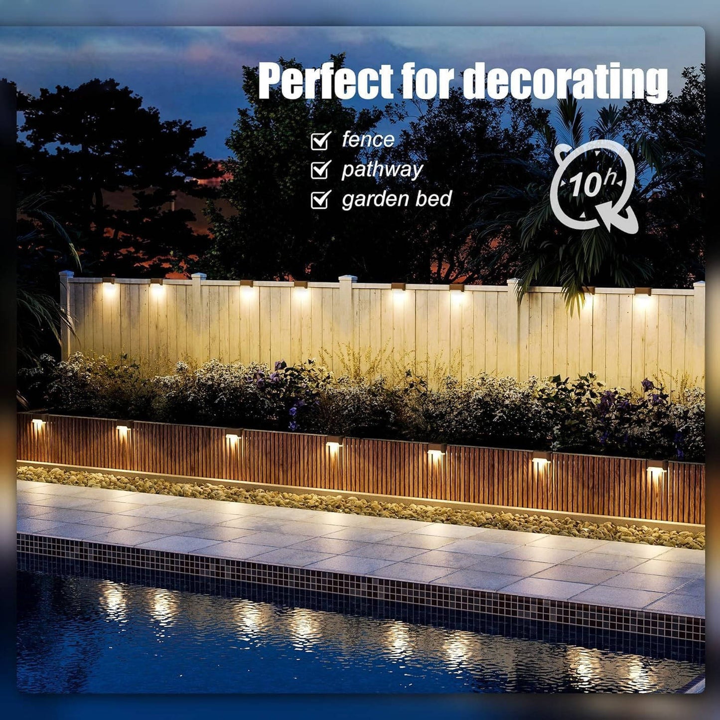 Lampes solaires de terrasse d'extérieur étanches, lampes de marche LED blanc chaud pour escaliers, clôtures, terrasses et allées, lot de 16
