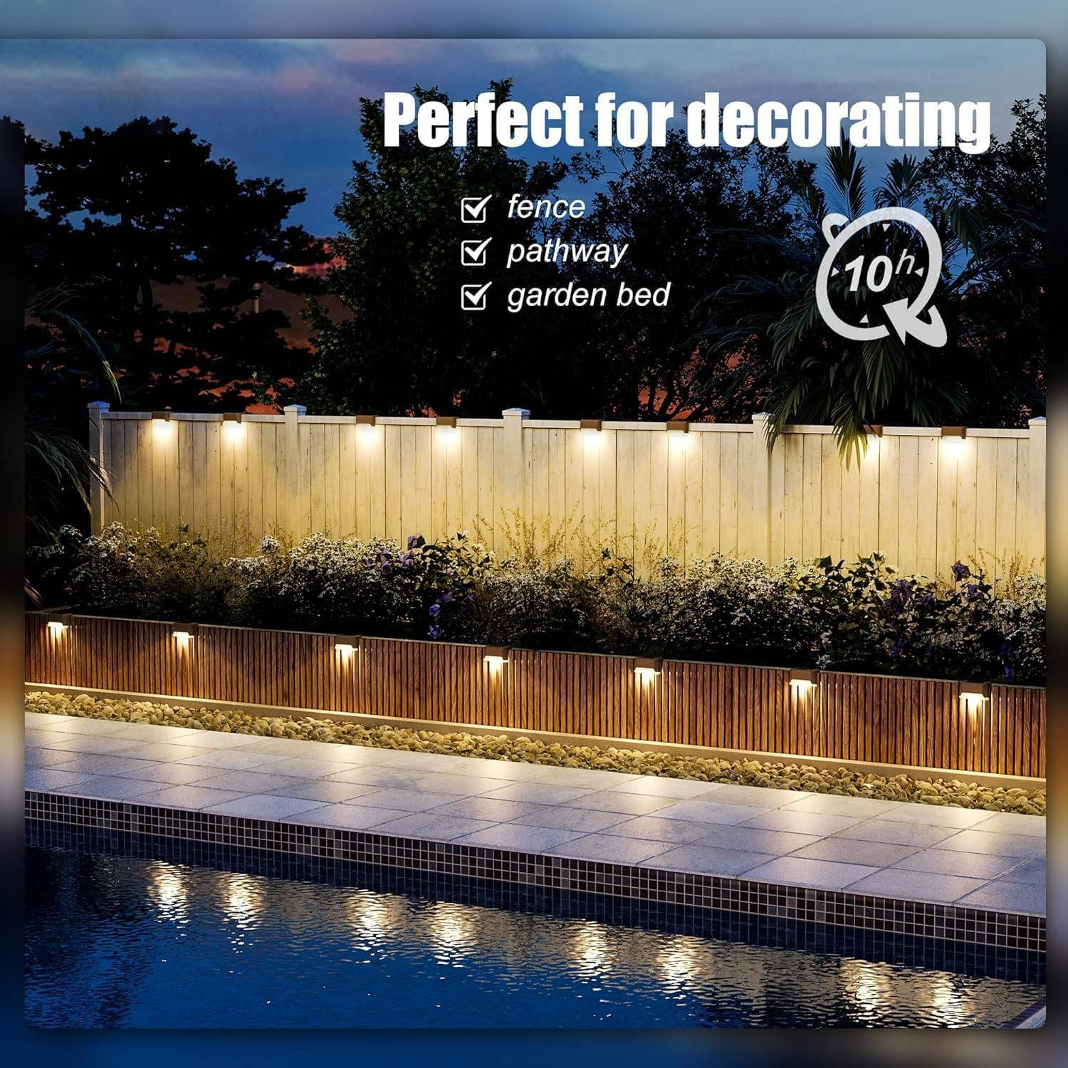 Lampes solaires de terrasse d'extérieur étanches, lampes de marche LED blanc chaud pour escaliers, clôtures, terrasses et allées, lot de 16