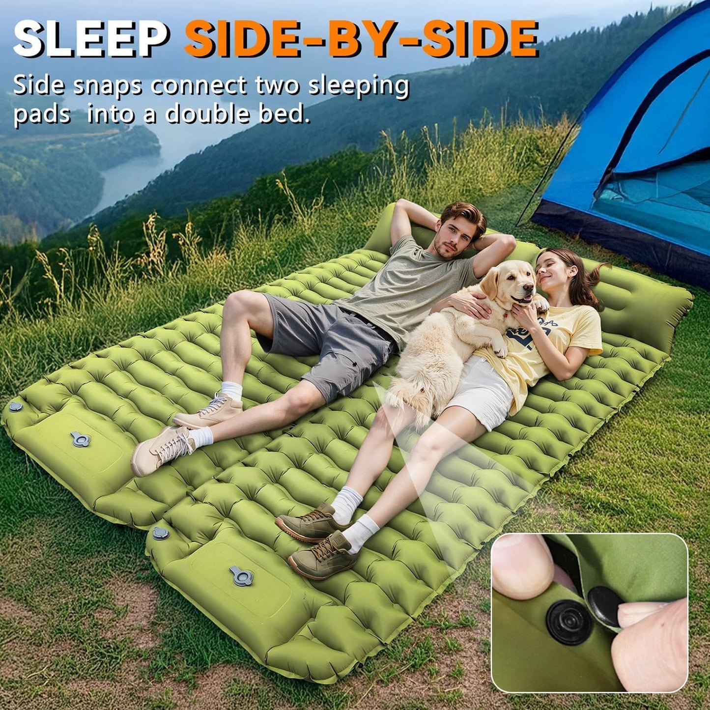 Matelas gonflable ultraléger pour le camping avec oreiller intégré
