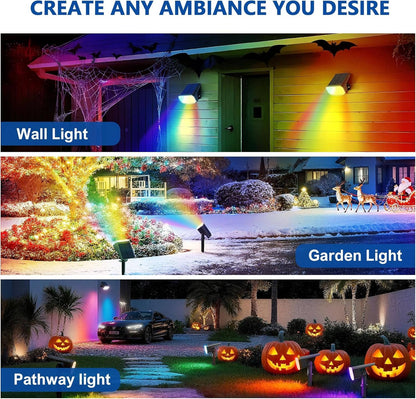 Spots solaires d'extérieur, projecteurs de jardin étanches IP65 avec 2 modes d'éclairage et activation automatique pour cour et paysage, lot de 4