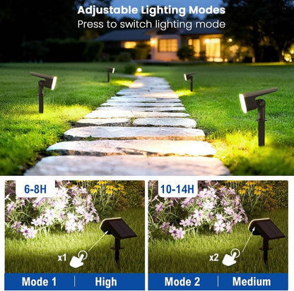 Spots solaires d'extérieur, projecteurs de jardin étanches IP65 avec 2 modes d'éclairage et activation automatique pour cour et paysage, lot de 4