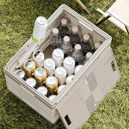 Boîte de rangement d'extérieur pliable portable pour le camping, le pique-nique et le jardin, chariot pliable à roulettes 360° avec couvercle en bois