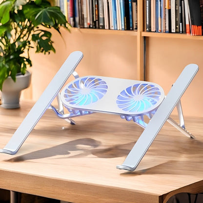 Support d'ordinateur portable pliable avec ventilateurs rotatifs à 360° et hauteur réglable