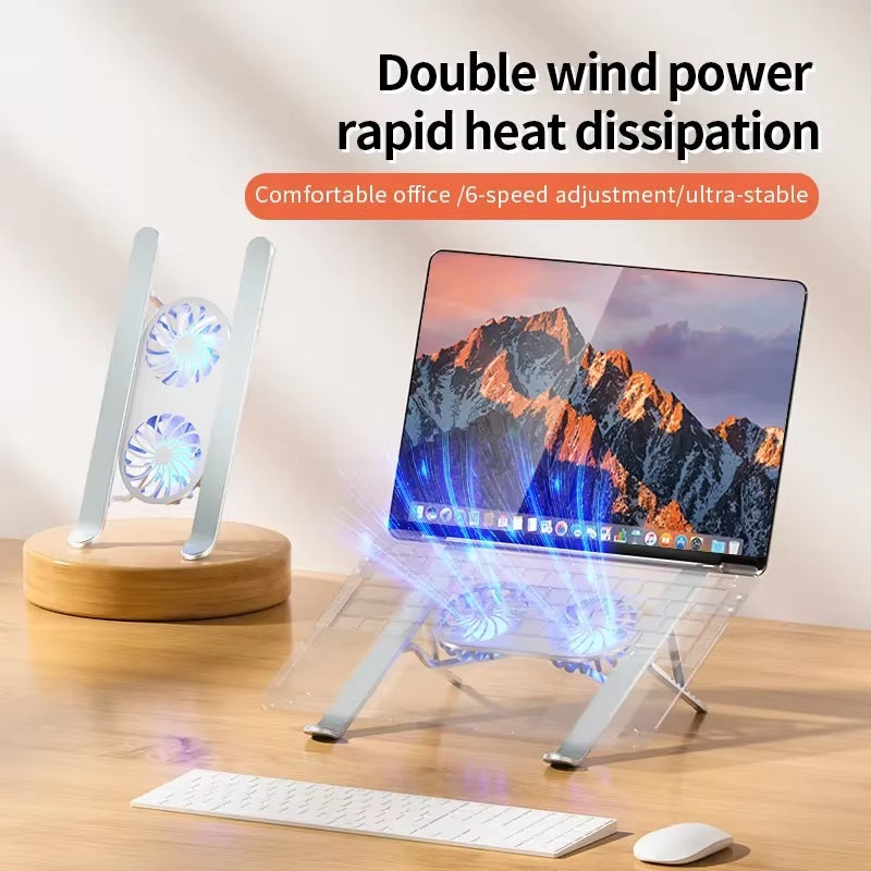 Support d'ordinateur portable pliable avec ventilateurs rotatifs à 360° et hauteur réglable