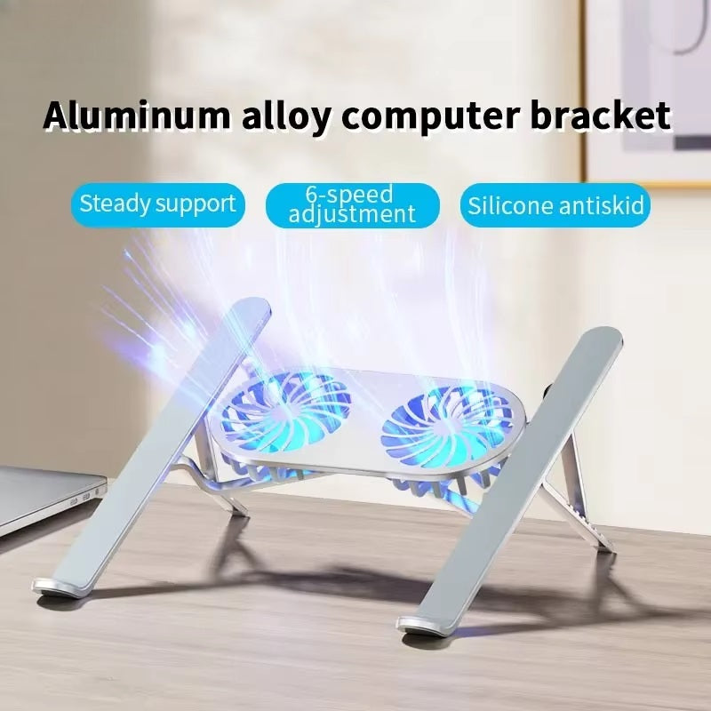 Support d'ordinateur portable pliable avec ventilateurs rotatifs à 360° et hauteur réglable
