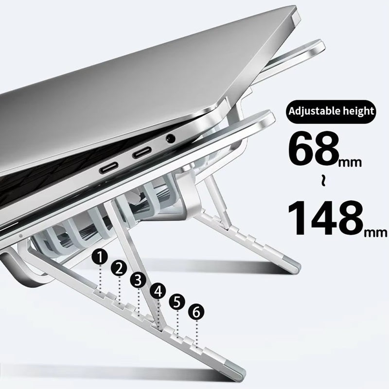 Support d'ordinateur portable pliable avec ventilateurs rotatifs à 360° et hauteur réglable