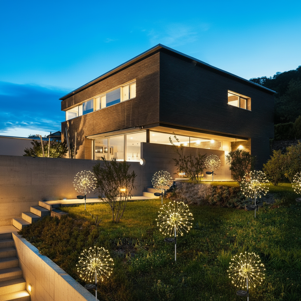 Solar garden lamp - Elegant LED firework lights for outdoor areas, IP65, solar-powered lighting