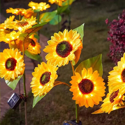 Waterproof solar lamp in sunflower model for garden and outdoor areas - Automatic lighting