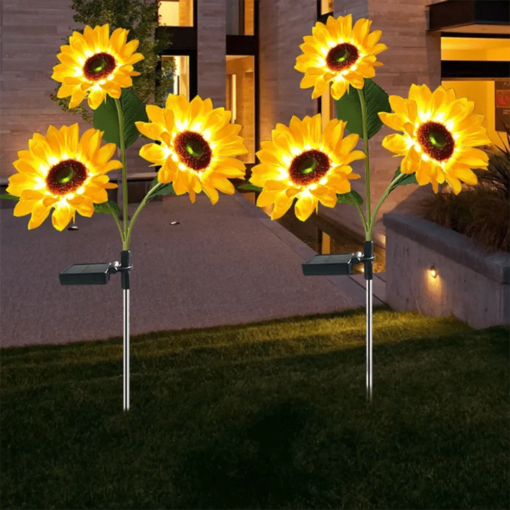 Waterproof solar lamp in sunflower model for garden and outdoor areas - Automatic lighting