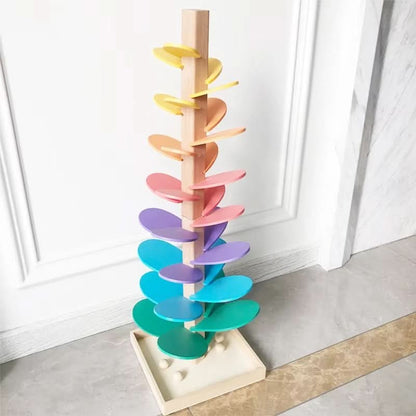Wooden marble tower - Interactive sensory toy for children's development